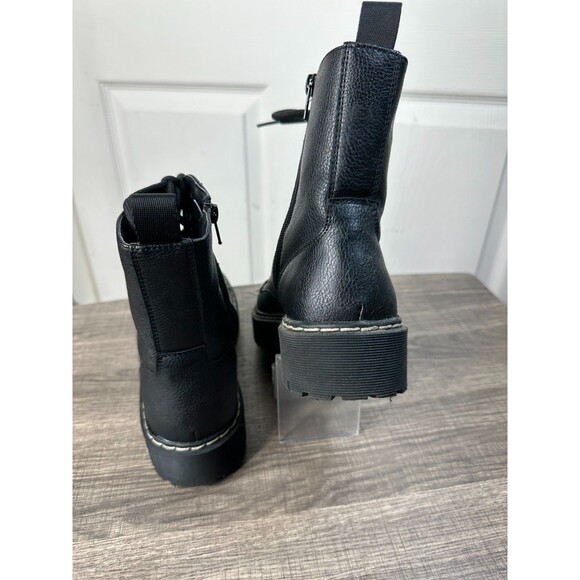 UnionBay Hayden Combat Boots Wms Size 8M Zip Side Lace Up Front Chunky Heel Y2K - Picture 6 of 7